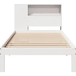 vidaXL Cama con estantería sin colchón madera maciza blanca 75x190 cm Blanco Hot
