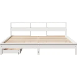 vidaXL Camas Y Accesorios-Cama con estantería sin colchón madera maciza blanca 200x200 cm