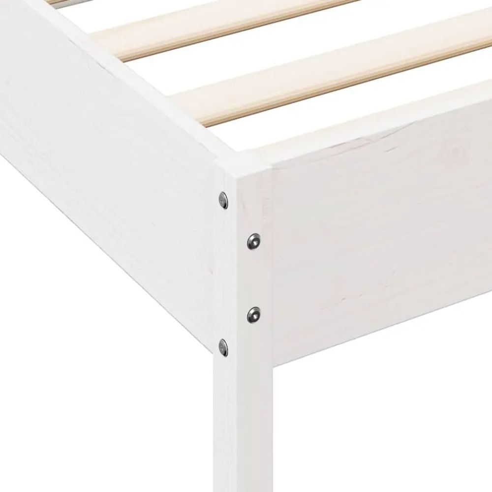 vidaXL Cama con estantería sin colchón madera maciza blanca 200x200 cm Blanco Clearance