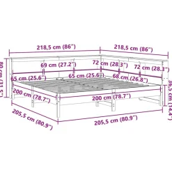 vidaXL Cama con estantería sin colchón madera maciza blanca 200x200 cm Blanco Clearance