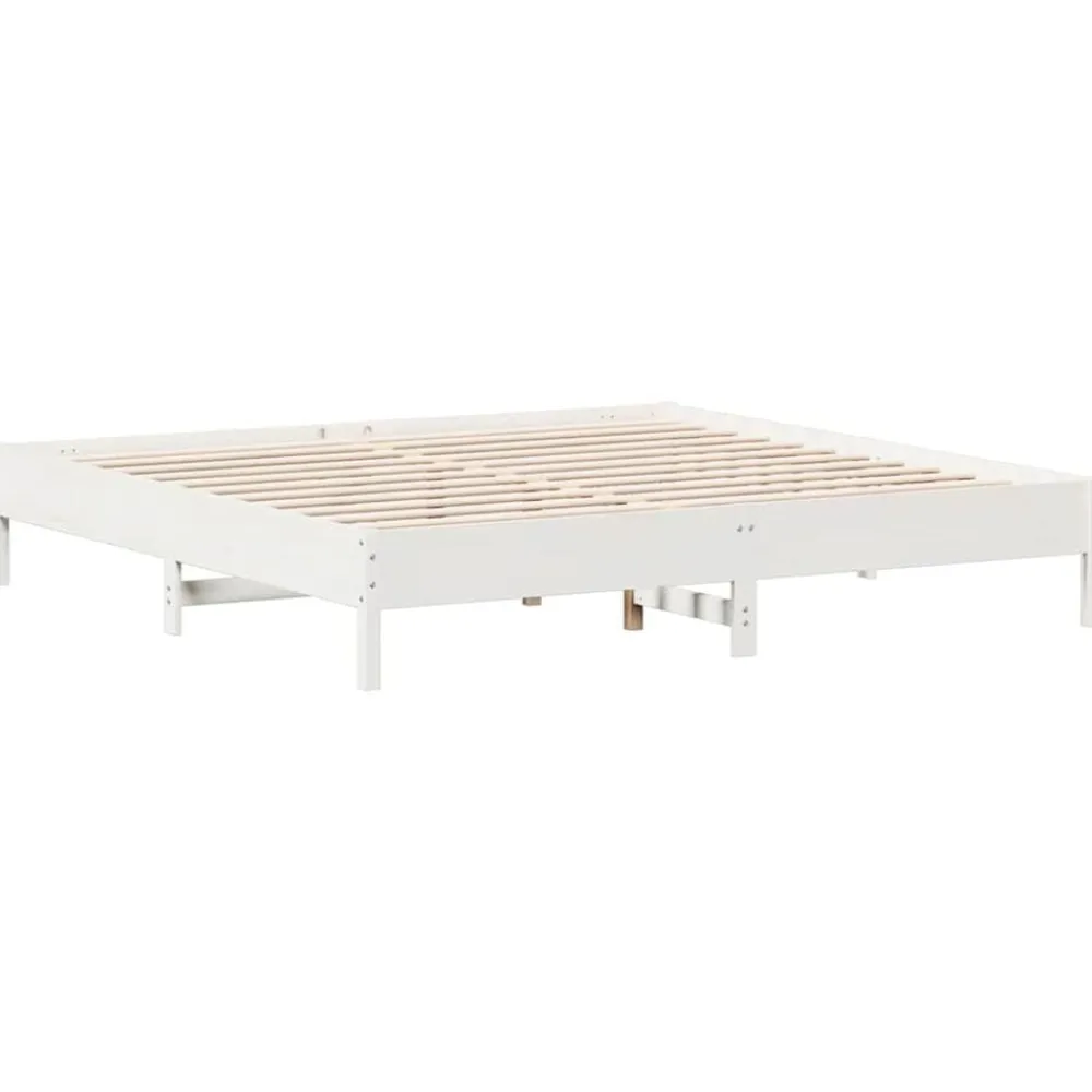 vidaXL Cama con estantería sin colchón madera maciza blanca 200x200 cm Blanco Clearance