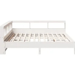 vidaXL Cama con estantería sin colchón madera maciza blanca 200x200 cm Blanco Clearance