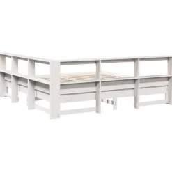 vidaXL Cama con estantería sin colchón madera maciza blanca 200x200 cm Blanco Clearance