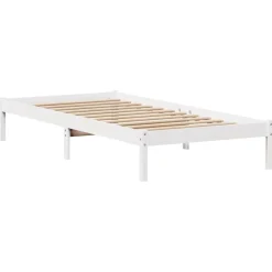 vidaXL Camas Y Accesorios-Cama con estantería sin colchón madera maciza blanca 75x190 cm