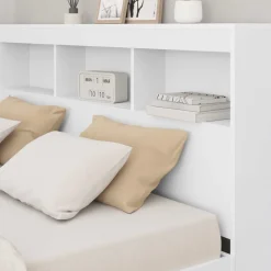 vidaXL Cama con Estantería 140 x 200 cm Madera contrachapada Blanco Online