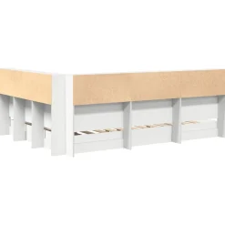 vidaXL Cama con Estantería 140 x 200 cm Madera contrachapada Blanco Online