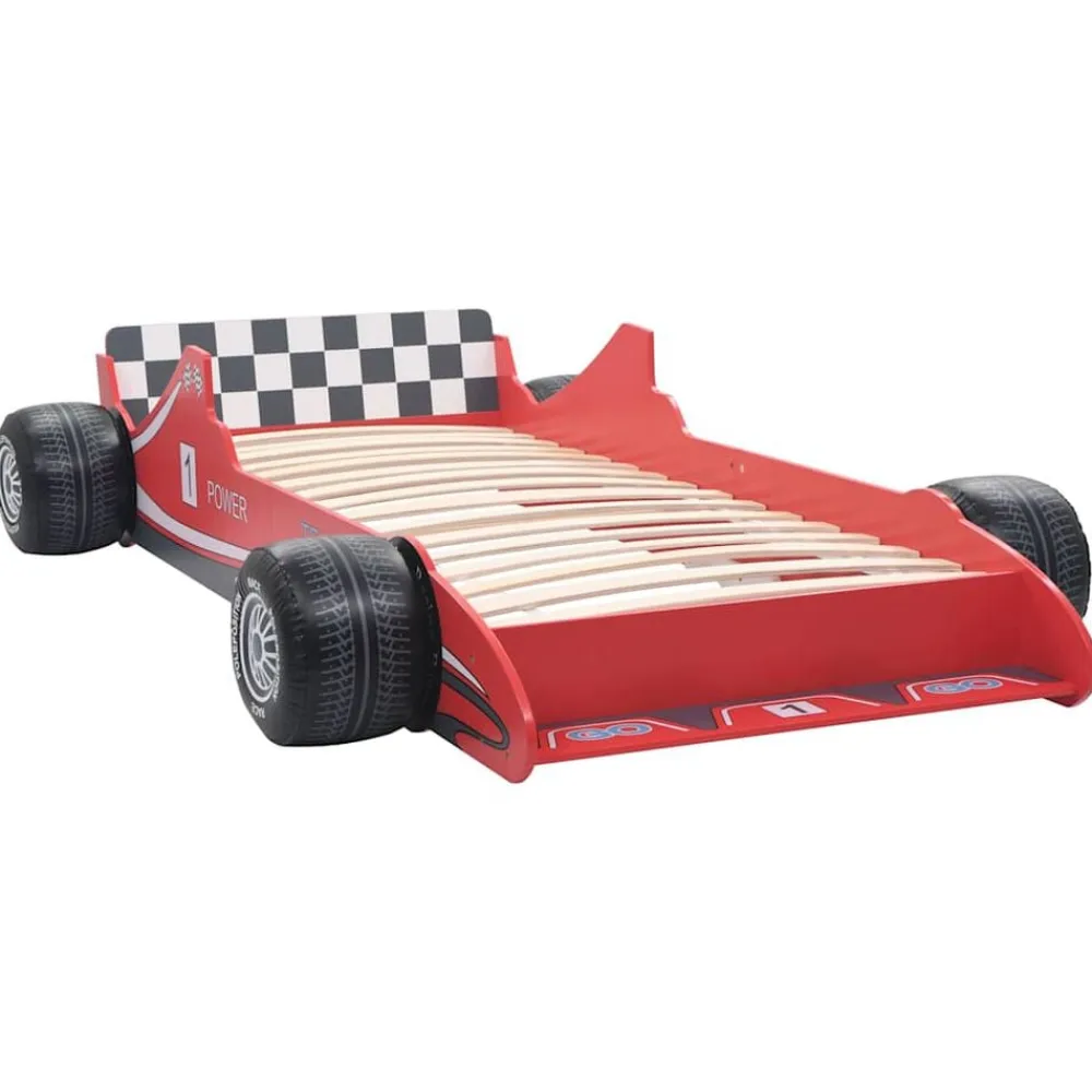 vidaXL Cama con forma de coche de carreras para niños 90x200 cm roja Rojo Sale