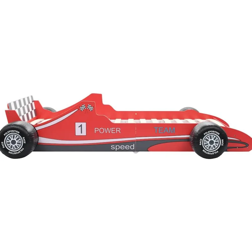 vidaXL Cama con forma de coche de carreras para niños 90x200 cm roja Rojo Sale