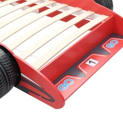 vidaXL Cama con forma de coche de carreras para niños 90x200 cm roja Rojo Sale