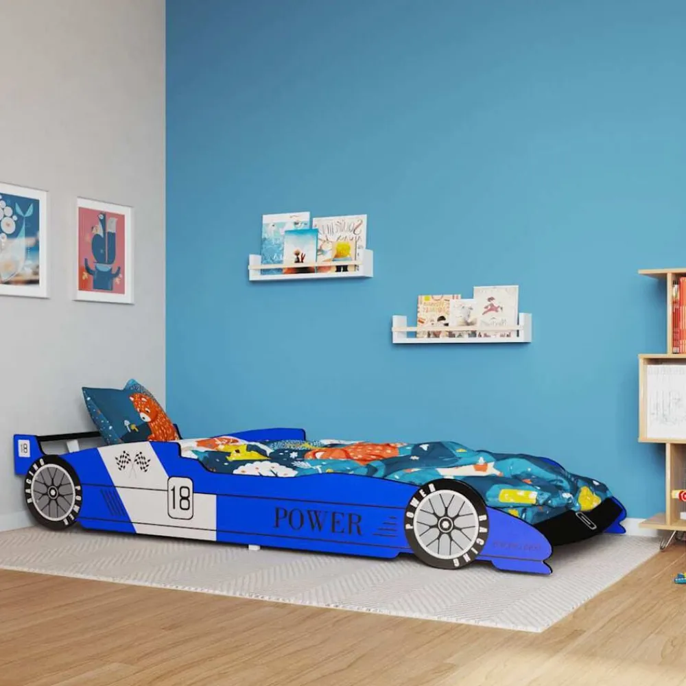 Niños vidaXL Mobiliario Para Bebés Y Niños Pequeños-Cama con forma de coche de carreras para niños 90x200 cm