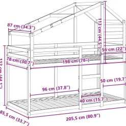 vidaXL Cama con techo madera maciza de pino 80x200 cm Natural Hot