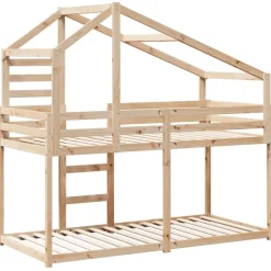 vidaXL Cama con techo madera maciza de pino 80x200 cm Natural Hot