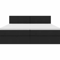 vidaXL Cama con tira de luces LED con cabecera 180 x 200 cm tela Negro Best