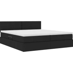 vidaXL Cama con tira de luces LED con cabecera 180 x 200 cm tela Negro Best