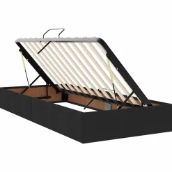 vidaXL Cama con tira de luces LED con cabecera 180 x 200 cm tela Negro Best
