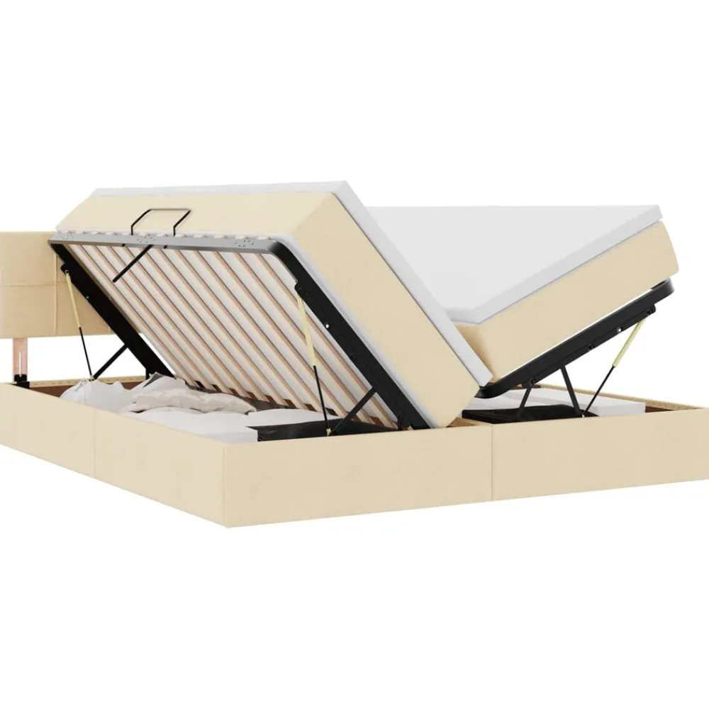 vidaXL Conjuntos De Muebles-Cama con tira de luces LED con cabecera 180 x 200 cm tela