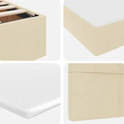 vidaXL Conjuntos De Muebles-Cama con tira de luces LED con cabecera 180 x 200 cm tela