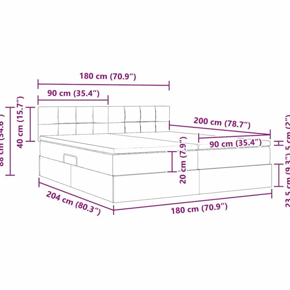 vidaXL Conjuntos De Muebles-Cama con tira de luces LED con cabecera 180 x 200 cm tela