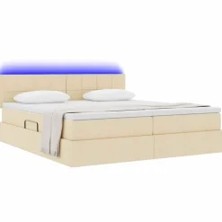 vidaXL Conjuntos De Muebles-Cama con tira de luces LED con cabecera 180 x 200 cm tela