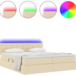 vidaXL Conjuntos De Muebles-Cama con tira de luces LED con cabecera 180 x 200 cm tela