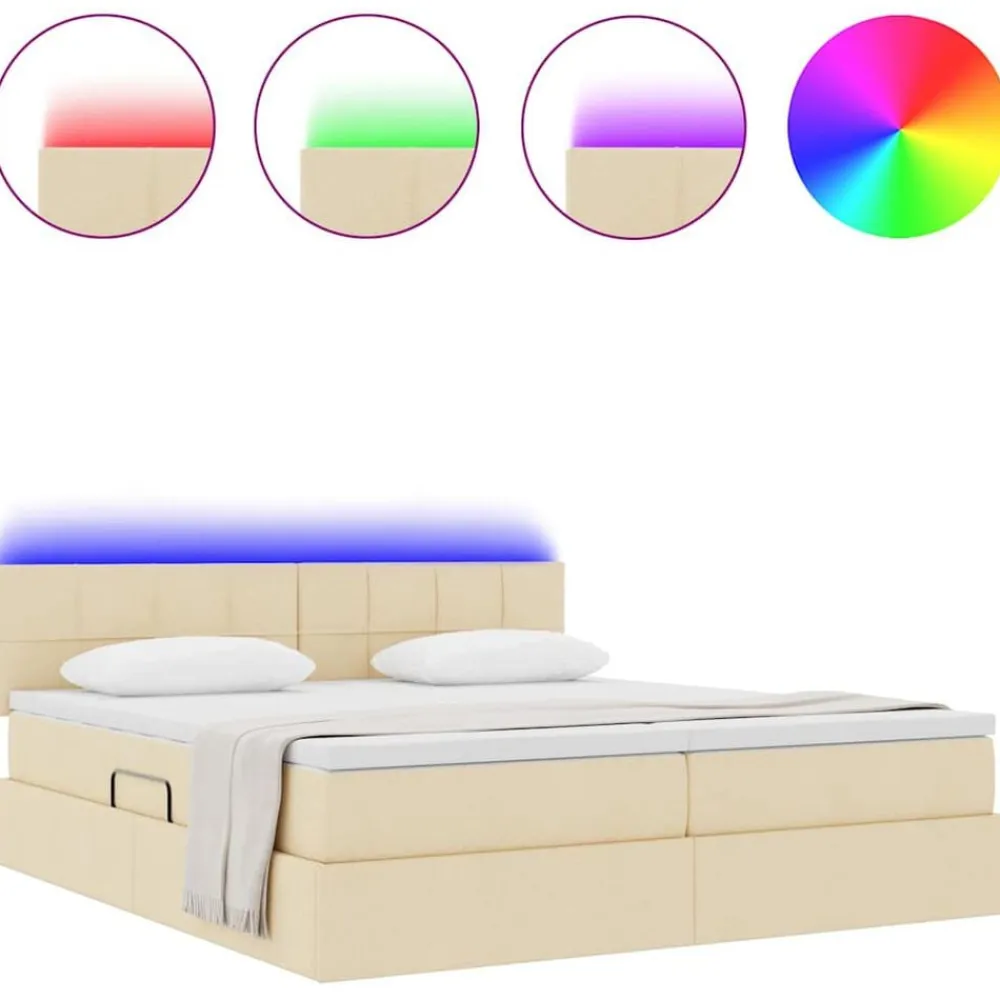 vidaXL Conjuntos De Muebles-Cama con tira de luces LED con cabecera 180 x 200 cm tela