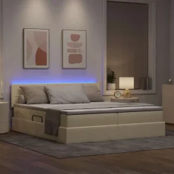 vidaXL Conjuntos De Muebles-Cama con tira de luces LED con cabecera 180 x 200 cm tela