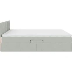 vidaXL Cama con tiras LED 180 x 200 cm Terciopelo Gris claro