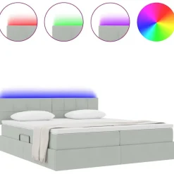 vidaXL Cama con tiras LED 180 x 200 cm Terciopelo Gris claro