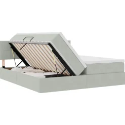 vidaXL Cama con tiras LED 180 x 200 cm Terciopelo Gris claro