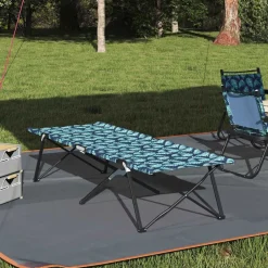 vidaXL Actividades Al Aire Libre-Cama de Camping Plegable Bosque 206 x 76 x 74 cm Oxford y acero