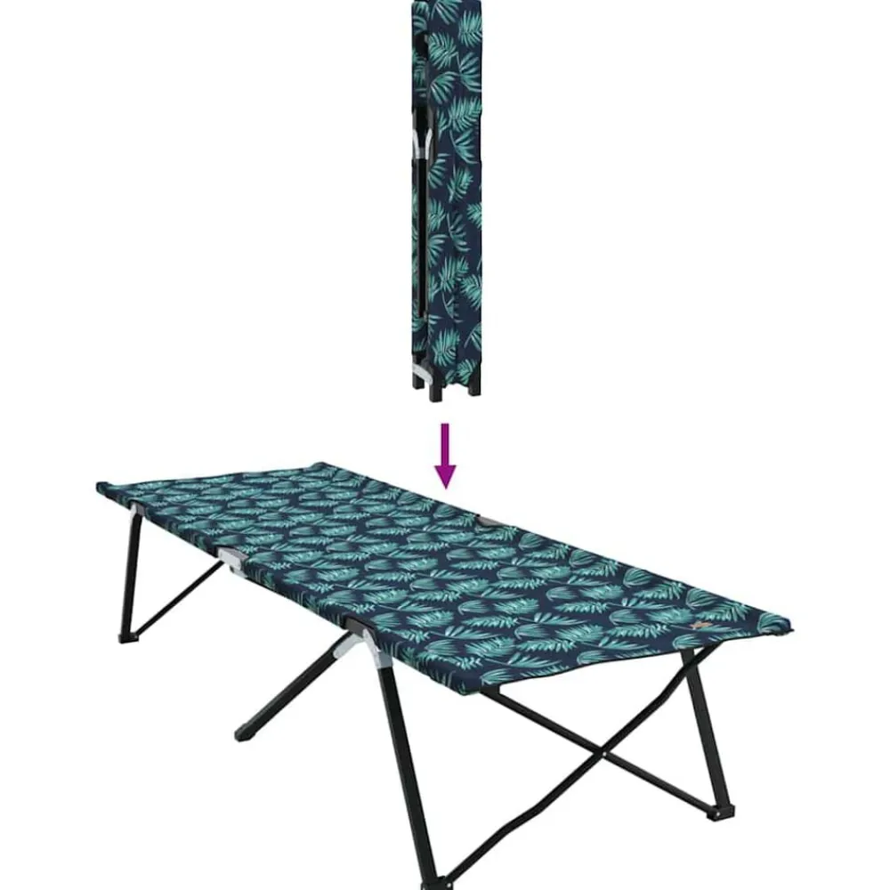 vidaXL Actividades Al Aire Libre-Cama de Camping Plegable Bosque 206 x 76 x 74 cm Oxford y acero
