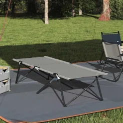 vidaXL Actividades Al Aire Libre-Cama de Camping Plegable 206 x 76 x 74 cm Oxford y acero