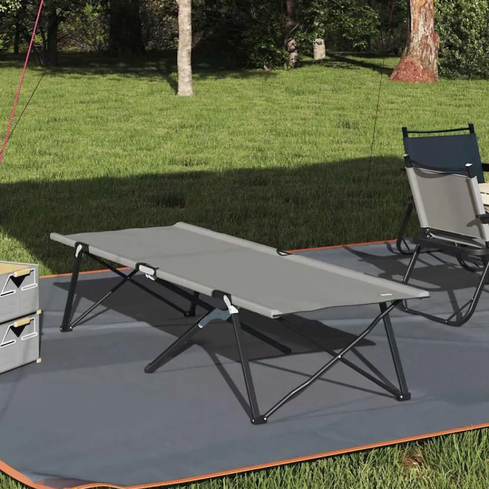 vidaXL Actividades Al Aire Libre-Cama de Camping Plegable 206 x 76 x 74 cm Oxford y acero