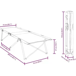 vidaXL Actividades Al Aire Libre-Cama de Camping Plegable Verde 206 x 76 x 74 cm Oxford y acero
