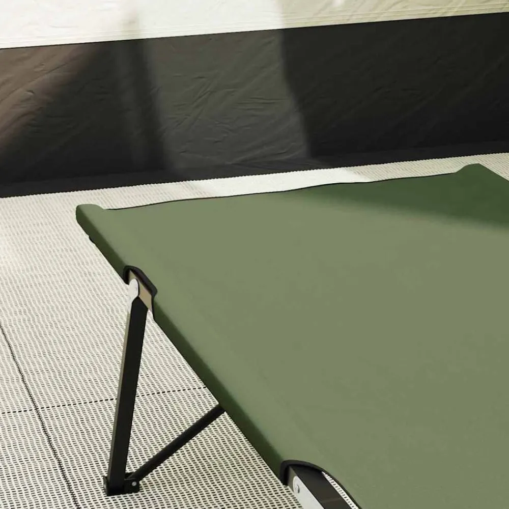vidaXL Actividades Al Aire Libre-Cama de Camping Plegable Verde 206 x 76 x 74 cm Oxford y acero