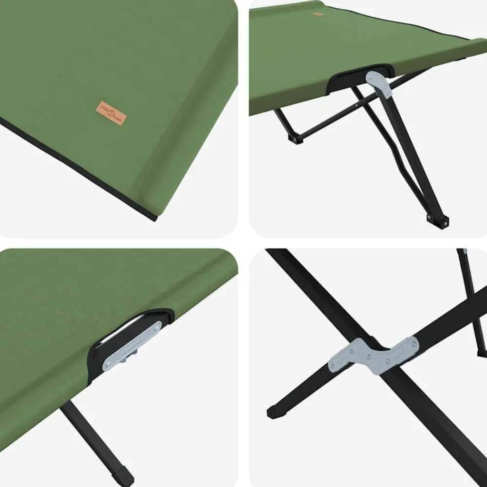 vidaXL Actividades Al Aire Libre-Cama de Camping Plegable Verde 206 x 76 x 74 cm Oxford y acero