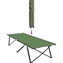 vidaXL Actividades Al Aire Libre-Cama de Camping Plegable Verde 206 x 76 x 74 cm Oxford y acero
