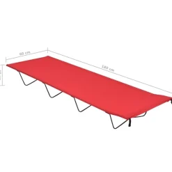 vidaXL Actividades Al Aire Libre-Cama de camping tela Oxford y acero roja 180x60x19 cm