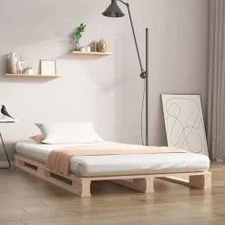 vidaXL Camas Y Accesorios-Cama de palets de madera maciza de pino 90x200 c