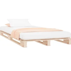 vidaXL Camas Y Accesorios-Cama de palets de madera maciza de pino 90x200 c