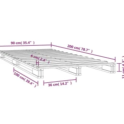 vidaXL Camas Y Accesorios-Cama de palets de madera maciza de pino 90x200 c