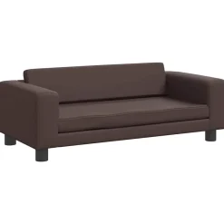 vidaXL Productos Para Mascotas-Cama de perros con extensión cuero sintético marrón 100x50x30cm