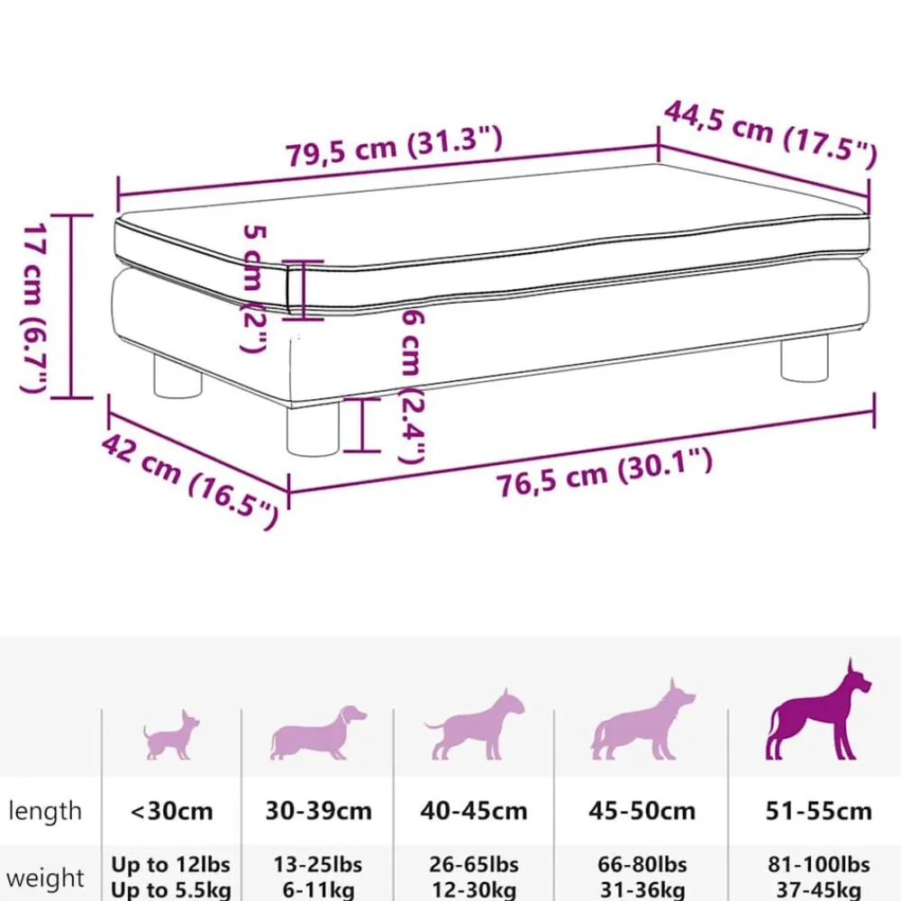 vidaXL Productos Para Mascotas-Cama de perros con extensión cuero sintético marrón 100x50x30cm