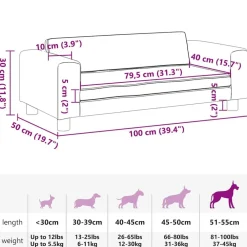 vidaXL Productos Para Mascotas-Cama de perros con extensión cuero sintético 100x50x30 cm