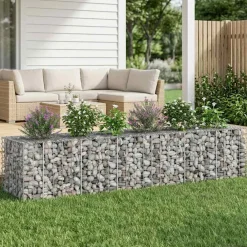 vidaXL Vallas De Jardín-Cama elevada de gavión 2 pcs Plateado 260 x 60 x 55 cm
