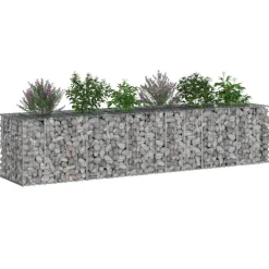 vidaXL Vallas De Jardín-Cama elevada de gavión 2 pcs Plateado 260 x 60 x 55 cm