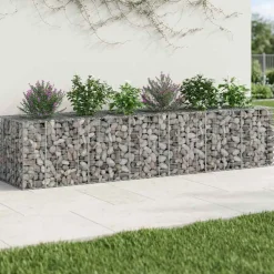 vidaXL Vallas De Jardín-Cama elevada de gavión 2 pcs Plateado 260 x 60 x 55 cm