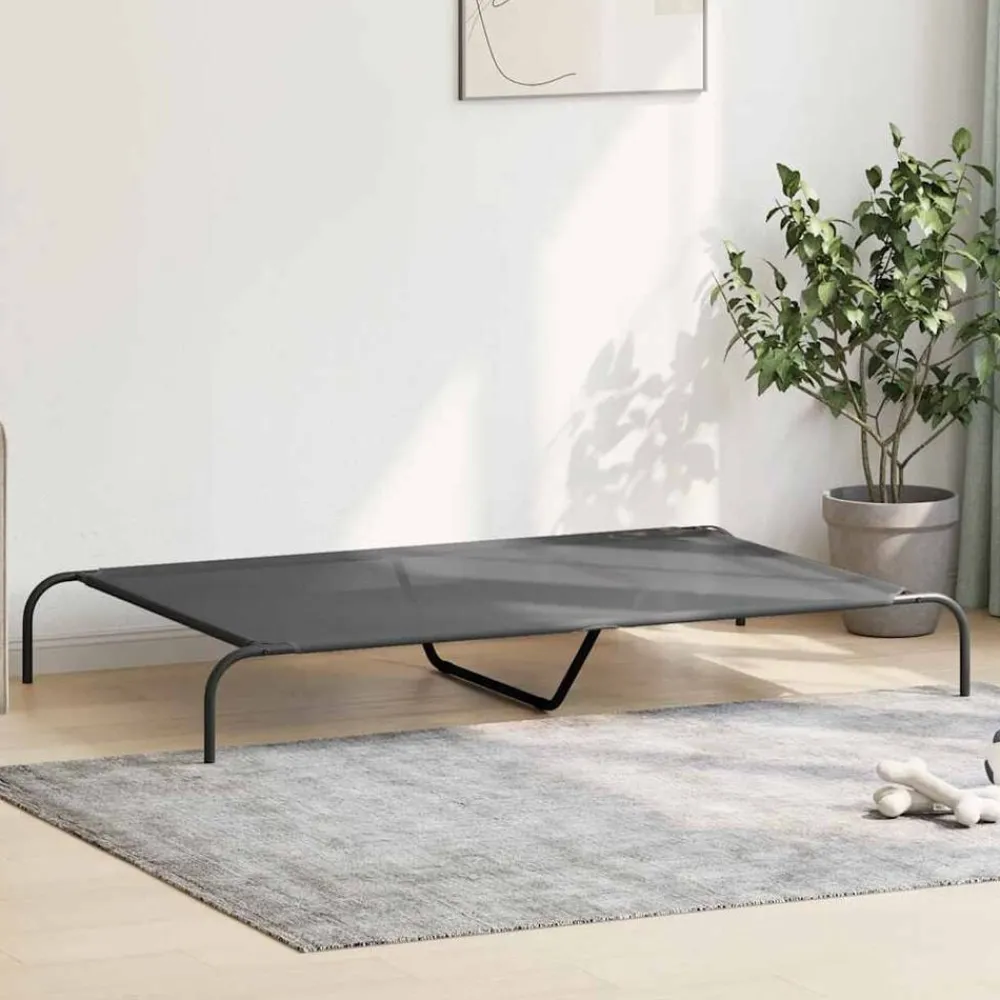 vidaXL Cama elevada para perros 150x90x20 cm textilene y acero Gris Best