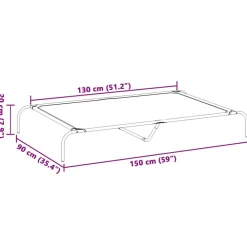 vidaXL Cama elevada para perros 150x90x20 cm textilene y acero Gris Best