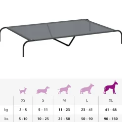 vidaXL Cama elevada para perros 150x90x20 cm textilene y acero Gris Best